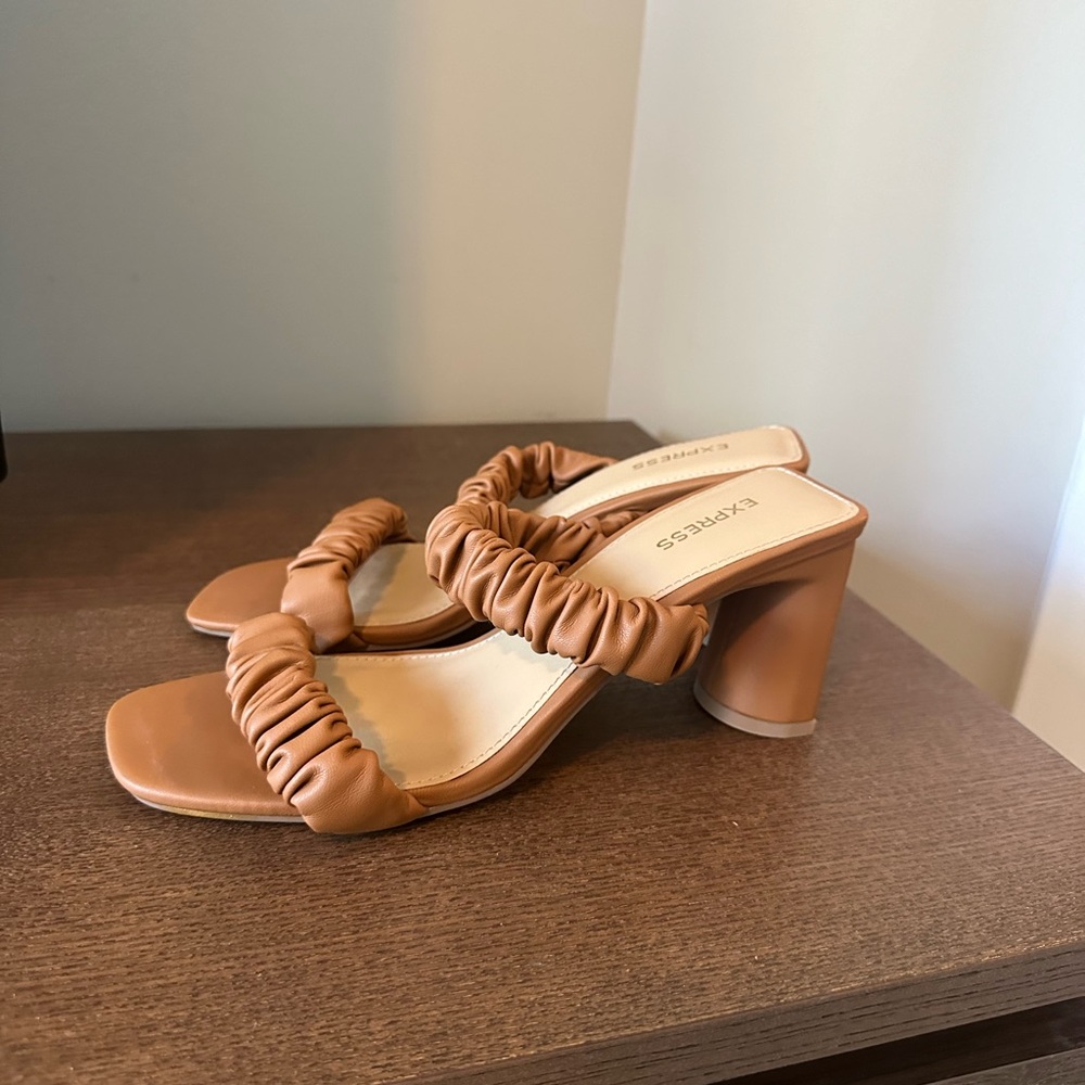 Express Women's Block Heeled Sandals, Size 7.5, Tan